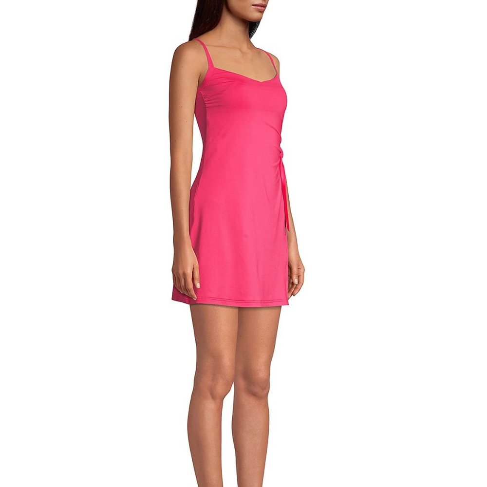 NWT Lands End Women Chlorine Resist Sweetheart Swimdress Pink Sz 10 $130 3e76 - Picture 2 of 5